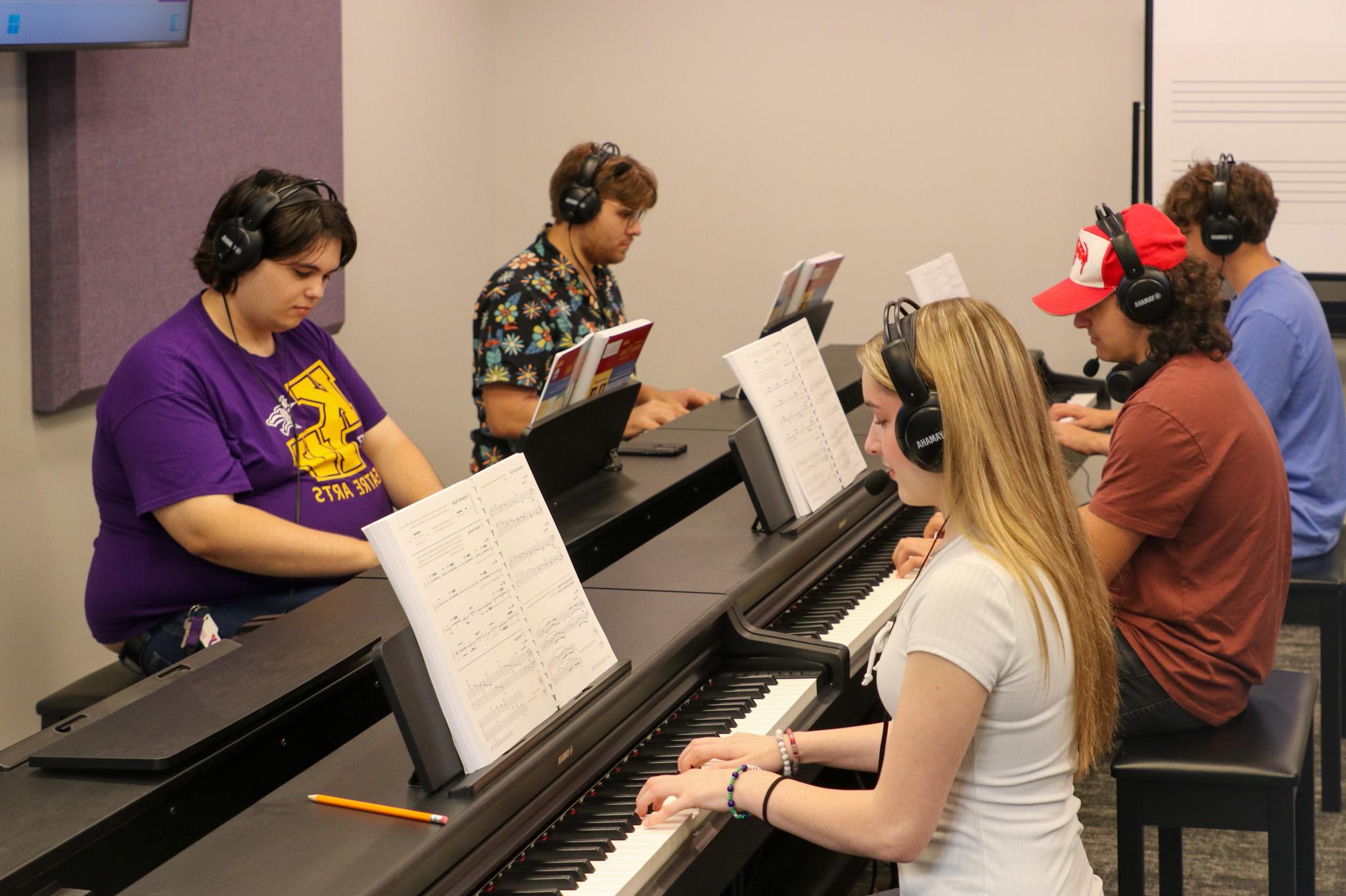 Students in piano room